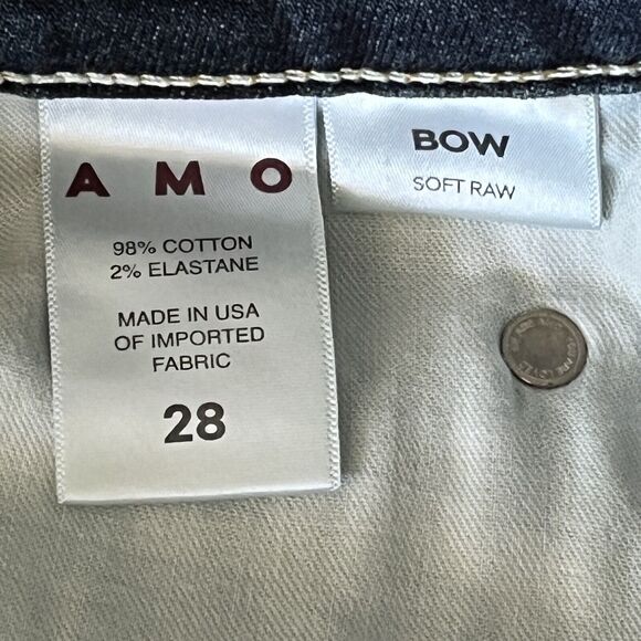 NWOT AMO Womens Jeans SZ 28 BOW Crop Zipper Ankle Dark Wash Straight Summer - Picture 4 of 15